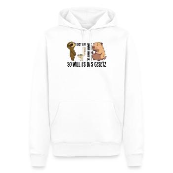 Morgen Faultier Capybara Erst Pinkeln Dann Kaffee - Männer Premium Bio Hoodie - Weiß - Vorne - Nico (187cm)