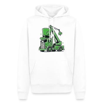 Drôle de grue de la Saint-Patrick Véhicule de construction - Sweat à capuche Premium bio Homme - blanc - Devant - Nico (187cm)