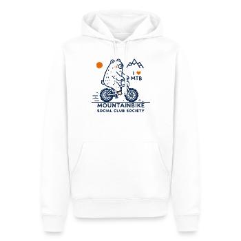 Vélo VTT Mountain Bike Club Retro - Sweat à capuche Premium bio Homme - blanc - Devant - Nico (187cm)
