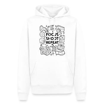 Foyer. Tirer. Répéter. – Photographie analogique - Sweat à capuche Premium bio Homme - blanc - Devant - Nico (187cm)