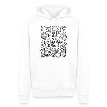Halal Hustle – No Haram Deals - Men’s Premium Organic Hoodie - white - Front - Nico (187cm)