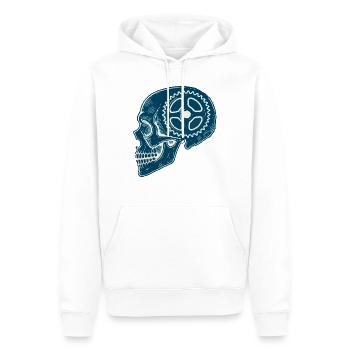 Fahrradliebhaber Schädel Zahnrad Kunst - Männer Premium Bio Hoodie - Weiß - Vorne - Nico (187cm)