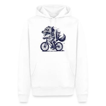 Fahrrad Wolf Abenteuer Mountainbike Radsport - Männer Premium Bio Hoodie - Weiß - Vorne - Nico (187cm)