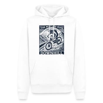Vélo Descente Aventure Style Rétro - Sweat à capuche Premium bio Homme - blanc - Devant - Nico (187cm)