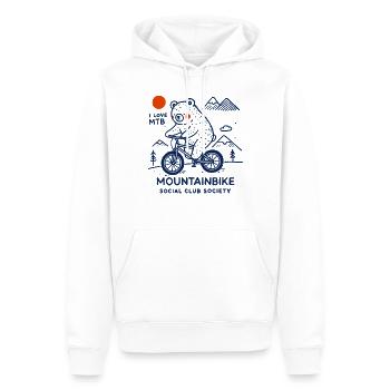 Fahrrad Abenteuer Mit Bär Mountainbike Social Club - Männer Premium Bio Hoodie - Weiß - Vorne - Nico (187cm)