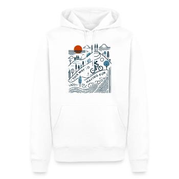 Aventure à vélo Paysage de montagne Plaisir - Sweat à capuche Premium bio Homme - blanc - Devant - Nico (187cm)