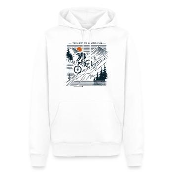 Aventure à vélo Montagne Plaisir - Sweat à capuche Premium bio Homme - blanc - Devant - Nico (187cm)