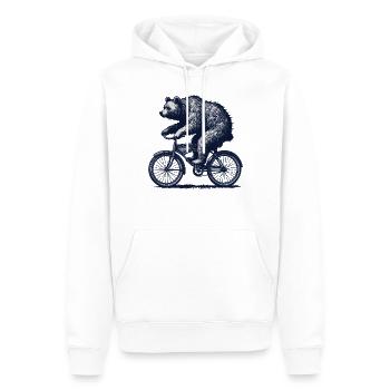 Bear on Bicycle for Cyclist Humor - Men’s Premium Organic Hoodie - white - Front - Nico (187cm)