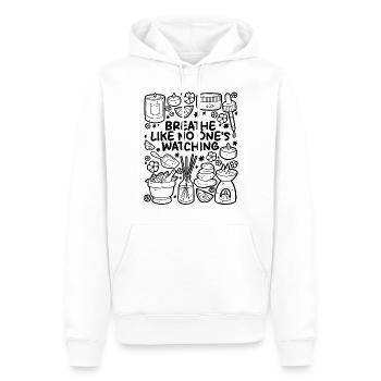Respirer comme si personne ne regardait – Aromathérapie - Sweat à capuche Premium bio Homme - blanc - Devant - Nico (187cm)