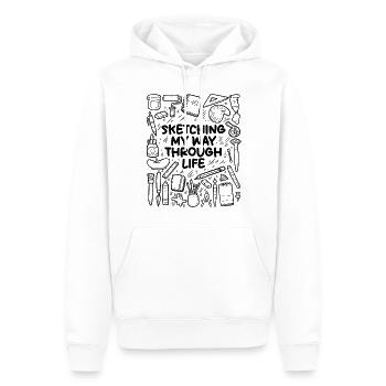 Esquisser mon chemin dans la vie – Art - Sweat à capuche Premium bio Homme - blanc - Devant - Nico (187cm)