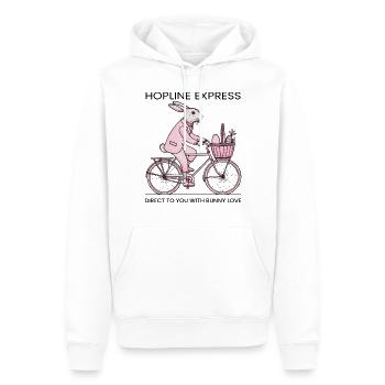 Easter HOPLINE EXPRESS Retro Bunny - Men’s Premium Organic Hoodie - white - Front - Nico (187cm)