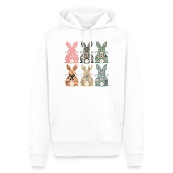 Ostern Blumenhasen Retro Vintage Stil - Männer Premium Bio Hoodie - Weiß - Vorne - Nico (187cm)