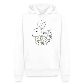Lapin de Pâques avec des fleurs Style rétro vintage - Sweat à capuche Premium bio Homme - blanc - Devant - Nico (187cm)