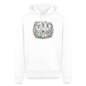 Poules de Pâques avec oreilles de lapin de Pâques et fleurs - Sweat à capuche Premium bio Homme - blanc - Devant - Nico (187cm)