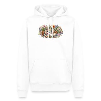 Amateurs de café de Pâques : Lapin de Pâques et défilé de fleurs - Sweat à capuche Premium bio Homme - blanc - Devant - Nico (187cm)
