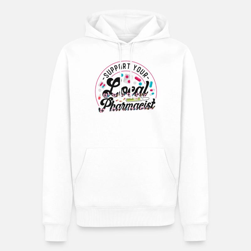 Technicien en pharmacie - Sweat à capuche Premium bio Homme - blanc