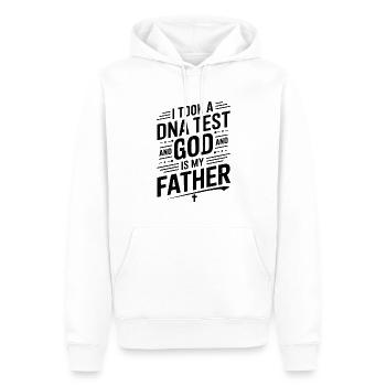 DNA test done, God is my father! Christian - Men’s Premium Organic Hoodie - white - Front - Nico (187cm)