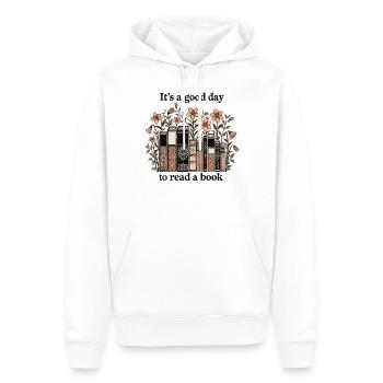 rat de bibliothèque rat de bibliothèque drôle de livre disant floral - Sweat à capuche Premium bio Homme - blanc - Devant - Nico (187cm)