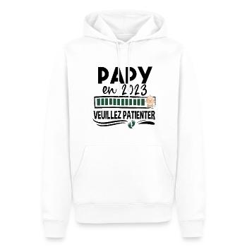 Papy 2023 Grand-Père Retraité Retraite - Sweat à capuche Premium bio Homme - blanc - Devant - Nico (187cm)