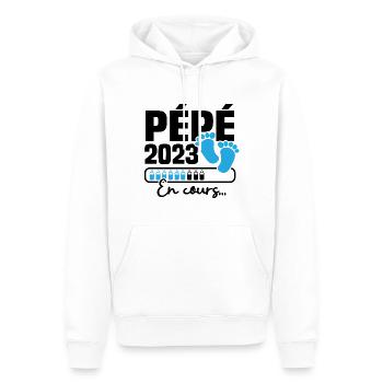 Pépé 2023 en cours, Cadeau Futur Papy - Sweat à capuche Premium bio Homme - blanc - Devant - Nico (187cm)
