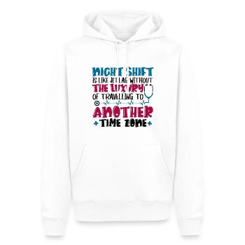 Night Shift is like jet lag - Männer Premium Bio Hoodie - Weiß - Vorne - Nico (187cm)