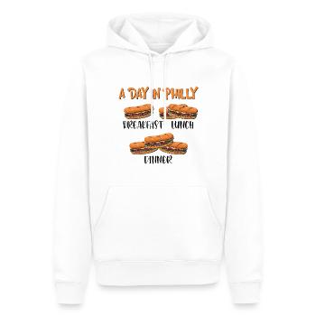 Philly Breakfast Sandwich - Männer Premium Bio Hoodie - Weiß - Vorne - Nico (187cm)