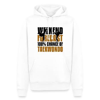 Weekend forecast 100% chance of Taekwondo - Männer Premium Bio Hoodie - Weiß - Vorne - Nico (187cm)