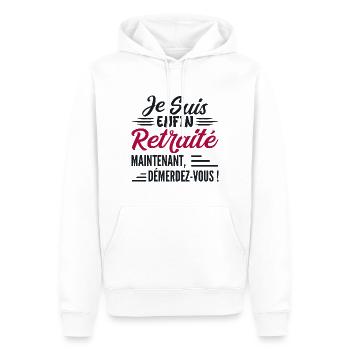 Je Suis Bientôt Retraité - Cadeau Futur Retraité - Sweat à capuche Premium bio Homme - blanc - Devant - Nico (187cm)