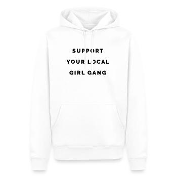 THE FASHION TEE - SUPPORT YOUR LOCAL GIRL GANG BLA - Männer Premium Bio Hoodie - Weiß - Vorne - Nico (187cm)