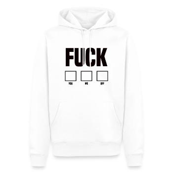 Fuck You Me Off Lustiger Witz - Männer Premium Bio Hoodie - Weiß - Vorne - Nico (187cm)