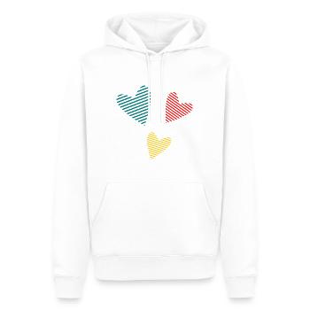 FÊTE DES PÈRES. BONNE FÊTE PAPA. PAPA. BONNE FÊTE - Sweat à capuche Premium bio Homme - blanc - Devant - Nico (187cm)