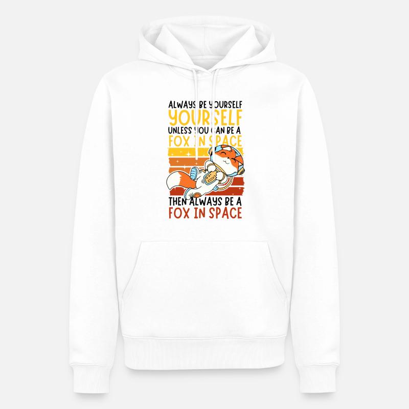 Soyez toujours vous-même - Astronaute Fox dans l’espace - Sweat à capuche Premium bio Homme - blanc