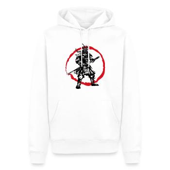 Samurai Japanischer Krieger Blutmond Design - Männer Premium Bio Hoodie - Weiß - Vorne - Nico (187cm)