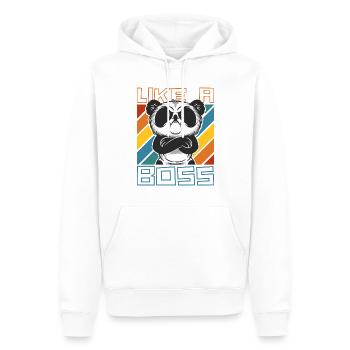 Comme un patron - Drôle de dessin animé Panda Bear Saying - Sweat à capuche Premium bio Homme - blanc - Devant - Nico (187cm)