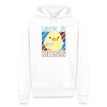 Comme un patron - Ente mit Messer Duck with Knife Meme - Sweat à capuche Premium bio Homme - blanc - Devant - Nico (187cm)