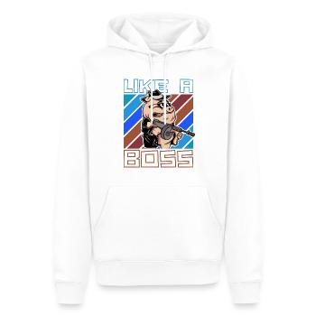 Like a Boss Lustiges Mafia Schwein Cartoon Spruch - Männer Premium Bio Hoodie - Weiß - Vorne - Nico (187cm)