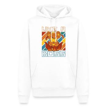 Comme un patron - Dicton de l’ours koala méditatif - Sweat à capuche Premium bio Homme - blanc - Devant - Nico (187cm)