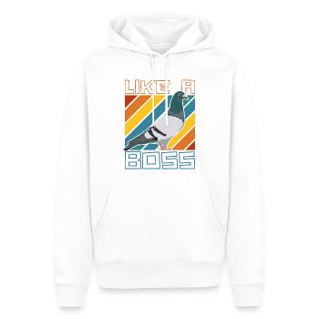 Like a Boss - Drôle de pigeon disant avec oiseau - Sweat à capuche Premium bio Homme - blanc - Devant - Nico (187cm)