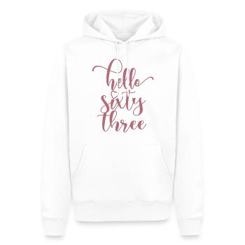 Hello Sixty Three Cute 63 Years Old Birthday - Men’s Premium Organic Hoodie - white - Front - Nico (187cm)