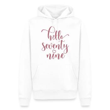 Bonjour Soixante-dix neuf Mignon anniversaire de 79 ans - Sweat à capuche Premium bio Homme - blanc - Devant - Nico (187cm)