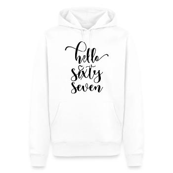 Bonjour Soixante Sept Mignon 67 ans Anniversaire - Sweat à capuche Premium bio Homme - blanc - Devant - Nico (187cm)