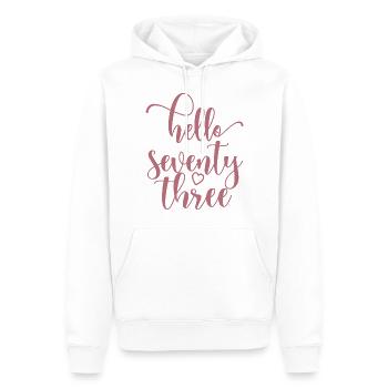 Bonjour soixante-treize mignon anniversaire de 73 ans - Sweat à capuche Premium bio Homme - blanc - Devant - Nico (187cm)