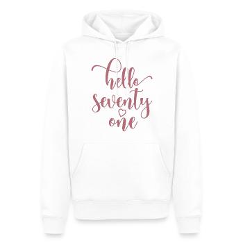 Bonjour Soixante et onze mignons anniversaire de 71 ans - Sweat à capuche Premium bio Homme - blanc - Devant - Nico (187cm)