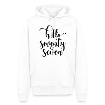 Bonjour Soixante-dix Sept Mignon 77 ans Anniversaire - Sweat à capuche Premium bio Homme - blanc - Devant - Nico (187cm)