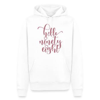 Bonjour Quatre-vingt-dix-huit mignons anniversaire de 98 ans - Sweat à capuche Premium bio Homme - blanc - Devant - Nico (187cm)