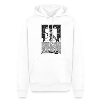Squelette avec skateboard devant la maçonnerie de briques - Sweat à capuche Premium bio Homme - blanc - Devant - Nico (187cm)