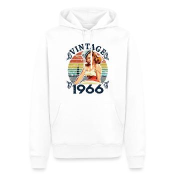 Retro Pin-up Girl Vintage 1966, 56 ans - Sweat à capuche Premium bio Homme - blanc - Devant - Nico (187cm)