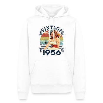 Retro Pin-up Girl Vintage 1956, 66 ans - Sweat à capuche Premium bio Homme - blanc - Devant - Nico (187cm)