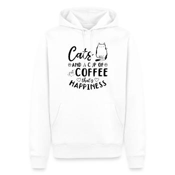 Katzen und eine Tasse Kaffee - Katzenbesitzerin - Männer Premium Bio Hoodie - Weiß - Vorne - Nico (187cm)