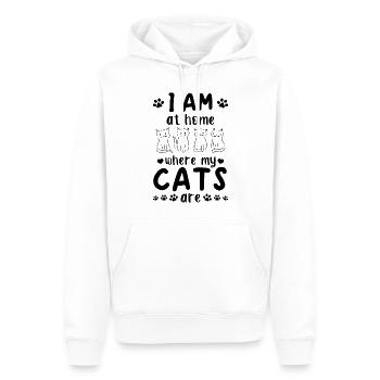 Katzenbesitzer - Bin zu Hause, wo meine Katzen sin - Männer Premium Bio Hoodie - Weiß - Vorne - Nico (187cm)